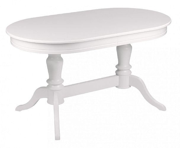 Обеденная группа стол Арей 140(180)х80х76 Белый и 4 стула Арктос Белый/Кремовая рогожка - Вид 2