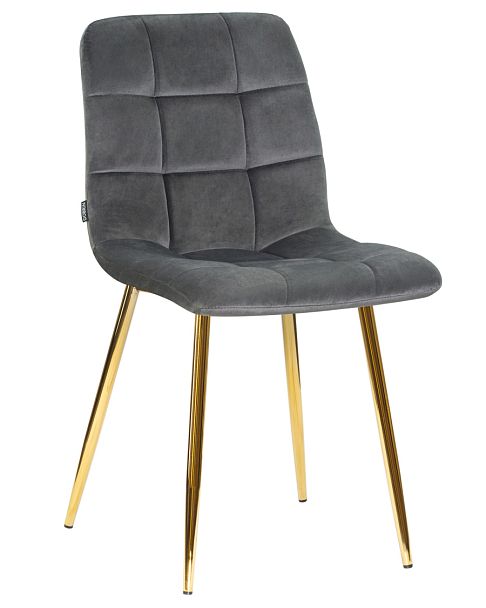 Стул обеденный DOBRIN ALEX (золотые ножки, темно-серый велюр (V108-91)) - Вид 1