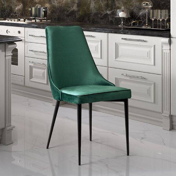 Стул Oliver, бархат зелёный 19/ чёрный конус - Вид 4