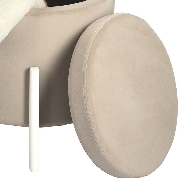 Пуф Кен с местом для хранения Кремовый велюр Confetti cream/белый - Вид 5
