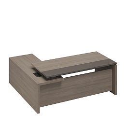 Стол руководителя с брифинг-приставкой боковой правый U.RUS РС 126 ДЧ/ЛС дуб виченца/лава серая - Фото предпросмотра