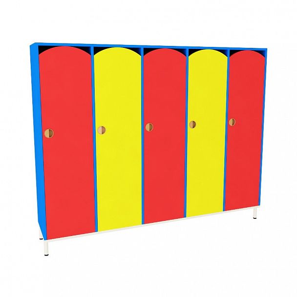 Шкафчик для одежды 5-секционный малый (цветной) - Вид 1