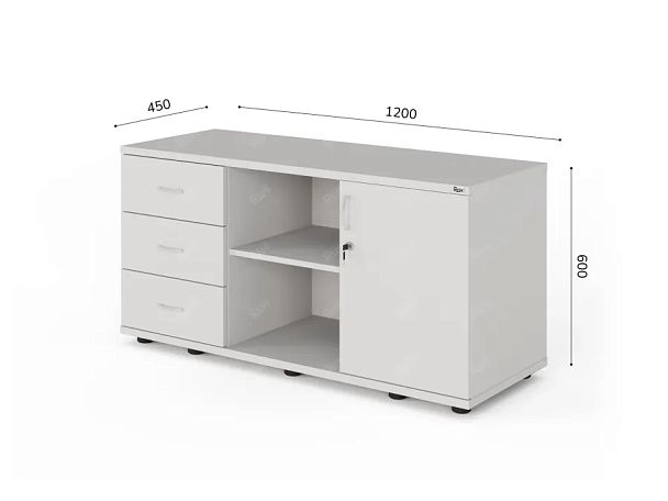 UNITY РТ3-05 БЕЛЫЙ Тумба для орг.техники 1200x450x600 - Вид 2