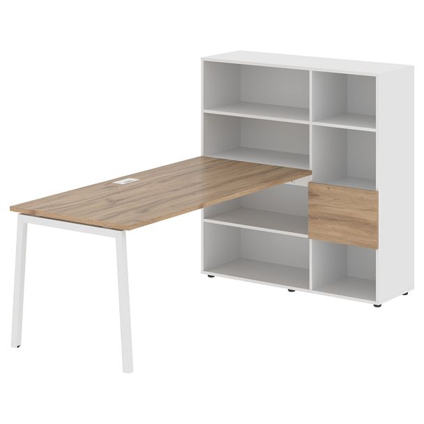 Стол-стеллаж ELRST 1217 Дуб Денвер светлый/Белый/Белый 2190х1250х1355 EDIS - Вид 1