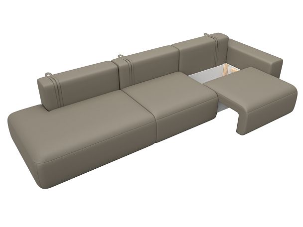 Диван прямой Лига-036 НПБ Модерн Лонг подлокотник справа Экокожа бежевый - Вид 7