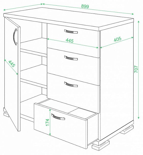 Комод Домино ТБ-4МН Венге/Карамель - Вид 2