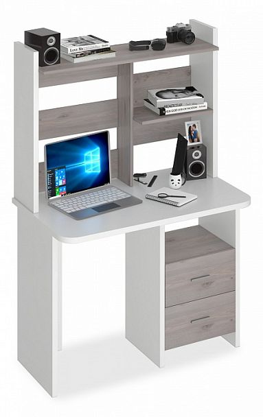 Стол компьютерный Домино Lite СКЛ-Прям100Р+НКЛ-100 Белый/Нельсон - Вид 1