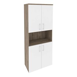 Onix Шкаф высокий широкий O.ST-1.5 Тиквуд темный/Белый бриллиант 800*420*1977 - Фото предпросмотра