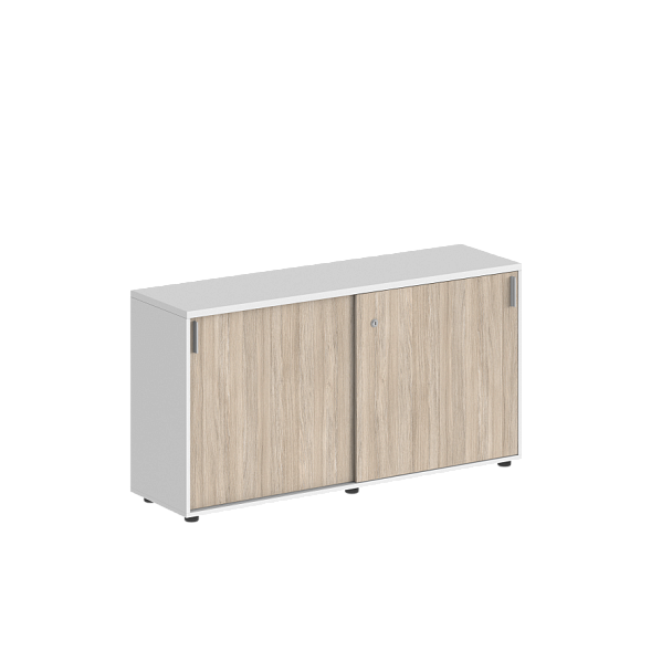 Шкаф-купе Sigma 1638х400х750 низкий, с замком / корпус: белый, фасады: дуб светлый - Вид 1
