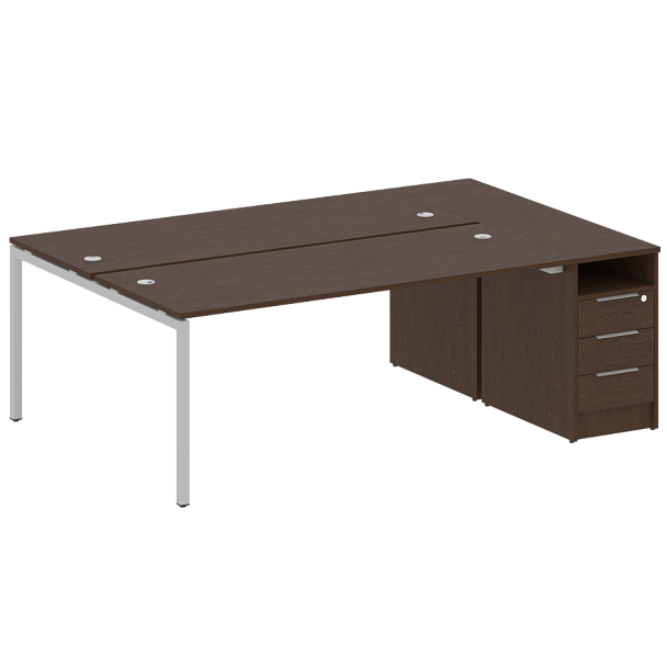 Metal System Quattro Р. ст. с тумбой на П-образном м/к 40БП.РС-СТП-2.5 Венге/Серый металл 2212*1475*750 - Вид 1