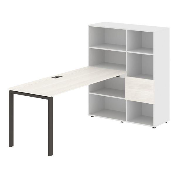 Стол-стеллаж EURST 1117 Ясень Траун/Мокко/Белый 2190х1120х1355 EDIS - Вид 1