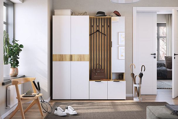 Бери Прихожая MPR-021.2563 дуб крафт золотой/белое дерево - Вид 5