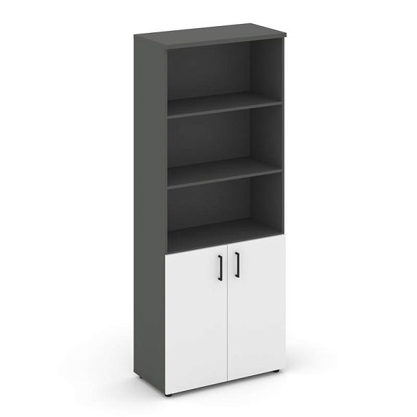 Style Project Шкаф высокий широкий SN.STS-101 Антрацит/Антрацит/Белый/Черный Ручки 796*400*1982 - Вид 1