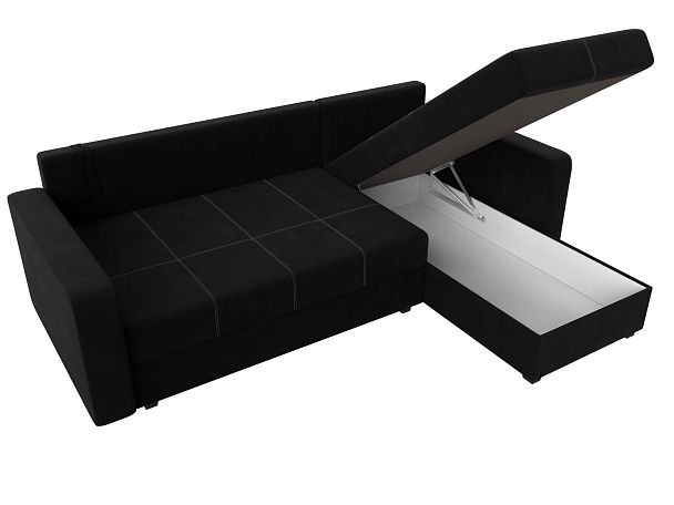 Диван угловой Ливерпуль Лайт правый угол Микровельвет черный - Вид 9