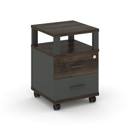 Concept Тумба мобильная 2 ящ. с надставкой CN.TUM-002 A Дуб Мали/Антрацит/Металл Антрацит 420*420*615 - Фото предпросмотра