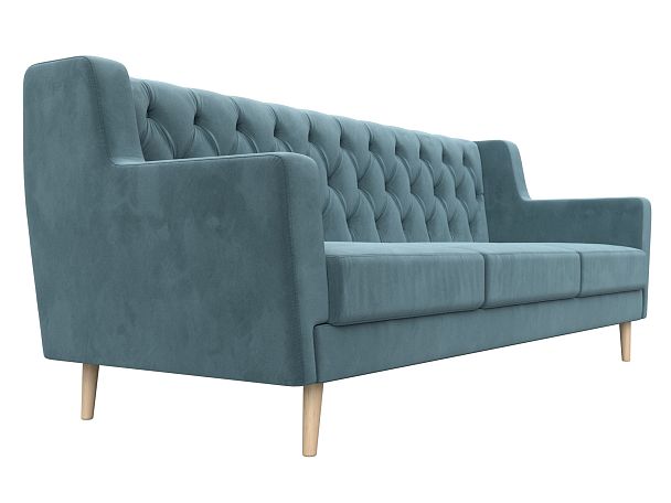 Прямой диван Брайтон 3 Люкс (полностью велюр бирюзовый) - Вид 3