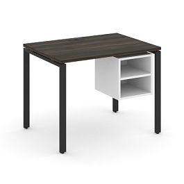 Concept Стол рабочий с подвесной тумбой с 2 открытыми нишами CN.SP-105 Дуб Мали/Белый Бриллиант/Металл Черный 980*720*750 - Фото предпросмотра