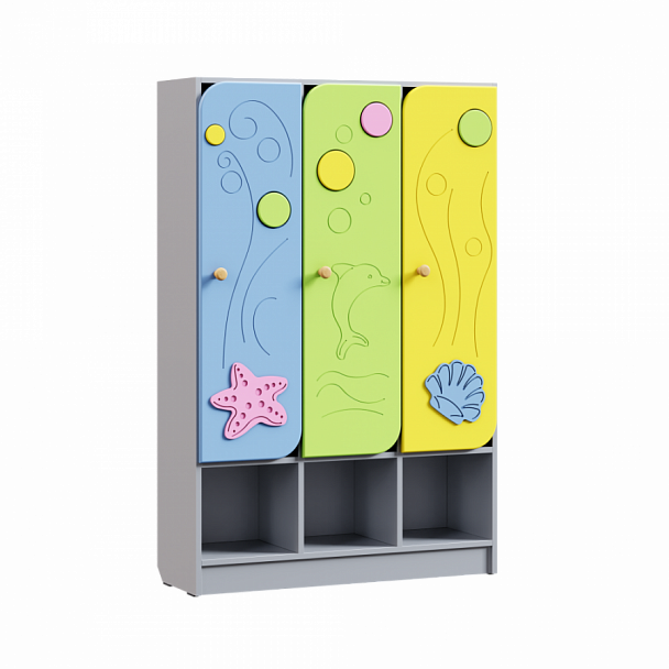 Шкаф 3-х секционный с нишей под обувь Морская волна ШФН-20 - Вид 1