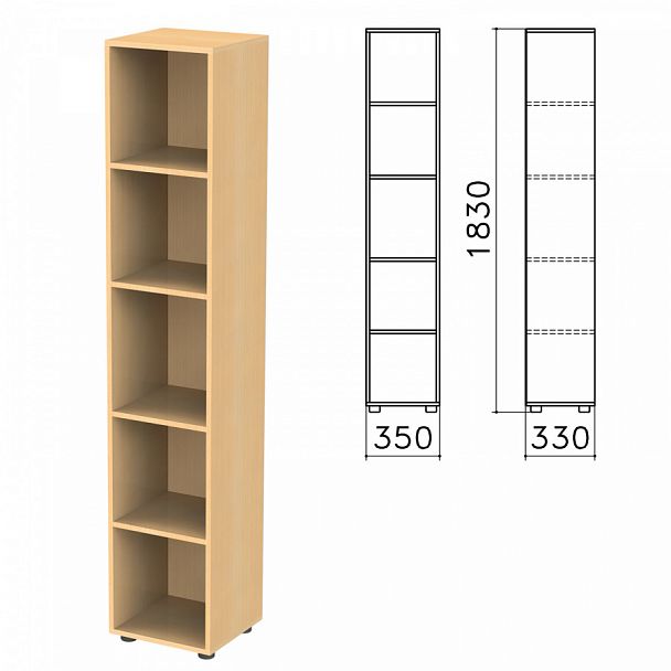Шкаф (стеллаж) "Канц", 350х330х1830 мм, 4 полки, цвет бук невский, КК32.10 - Вид 1