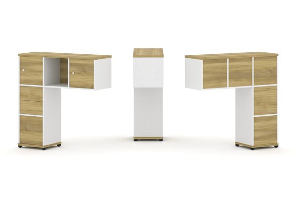 Concept Надставка низкая CN.ONN-004 Дуб Винченцо/Белый Бриллиант/Металл Черный 1099*365*1130 - Вид 1