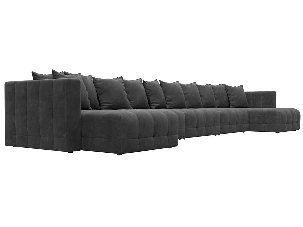 Диван П-образный Лига-052 НПБ МегаЛонг Велюр серый - Вид 3