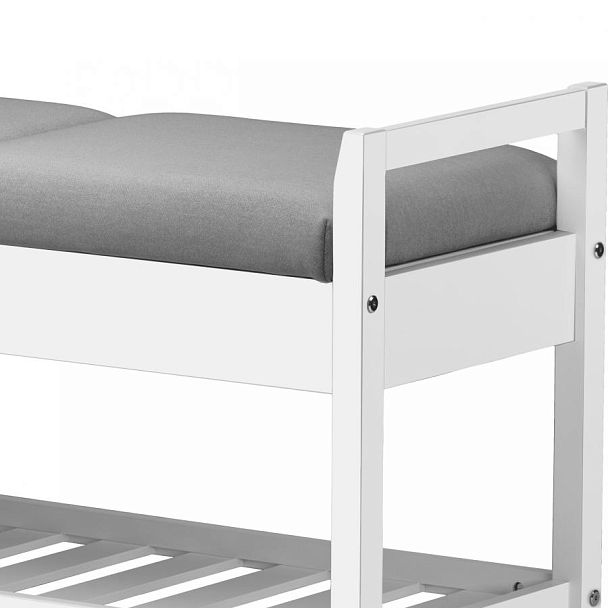 Обувница деревянная Вудсен Белый/Светло-серый велюр - Вид 6