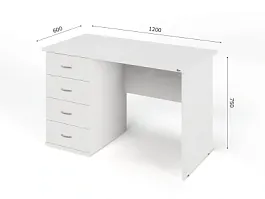 UNITY РС06-12 L Белый Стол однотумбовый Левый 1200х600х750 - Фото предпросмотра