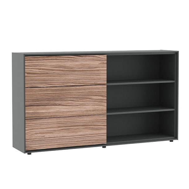 Шкаф со слайд-дверью Dali 227x48x127 орех сахара антрацит - Вид 1