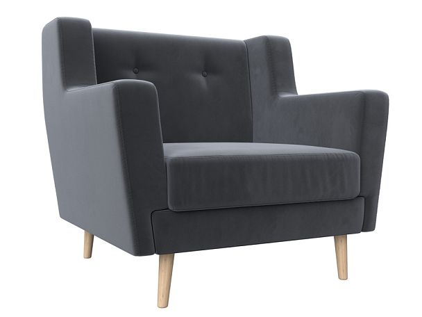 Кресло Брайтон (полностью велюр серый) - Вид 1