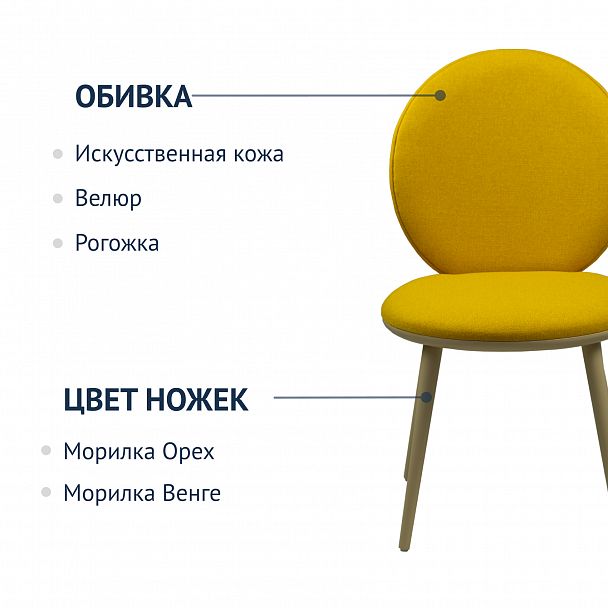 Стул Ronda, желтая рогожка, ножки бук - Вид 6