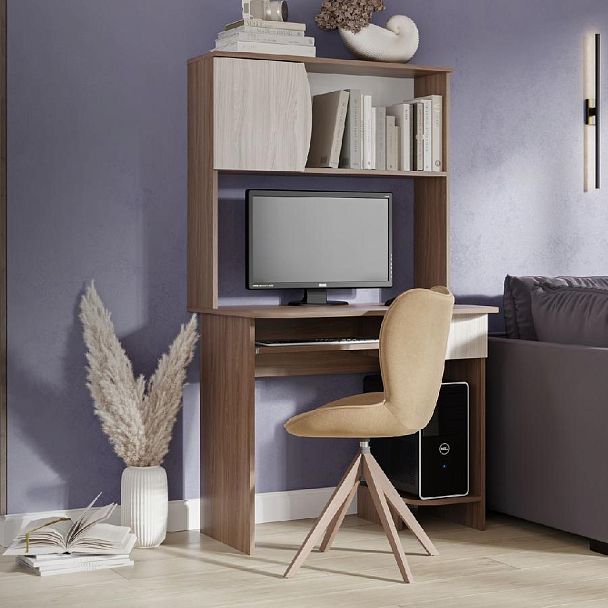 СТОЛ КОМПЬЮТЕРНЫЙ №2 (0,9х1,58х0,6) шимо темный/шимо светлый - Вид 3