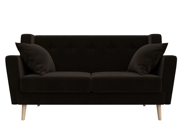 Прямой диван Брайтон 2 (полностью микровельвет коричневый) - Вид 2