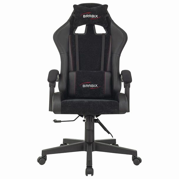 Кресло компьютерное BRABIX "Striker GM-121", синхромеханизм, 2 подушки, экокожа/велюр, черное, 532962 - Вид 10