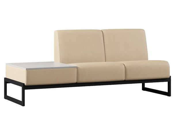 Диван Everprof Solo двухместный со столиком справа Металл Черный Экокожа Бежевый ЛДСП Серый - Вид 1