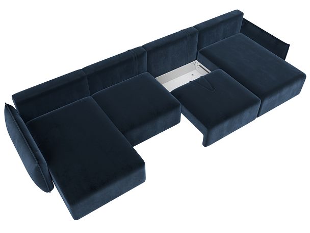 Диван П-образный Лига-051 НПБ Лонг Велюр синий - Вид 7