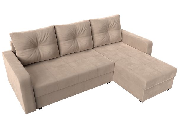 Диван угловой Ливерпуль Лайт правый угол Велюр бежевый - Вид 5