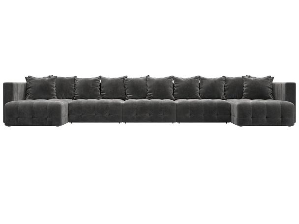 Диван П-образный Лига-052 НПБ МегаЛонг Велюр серый - Вид 2