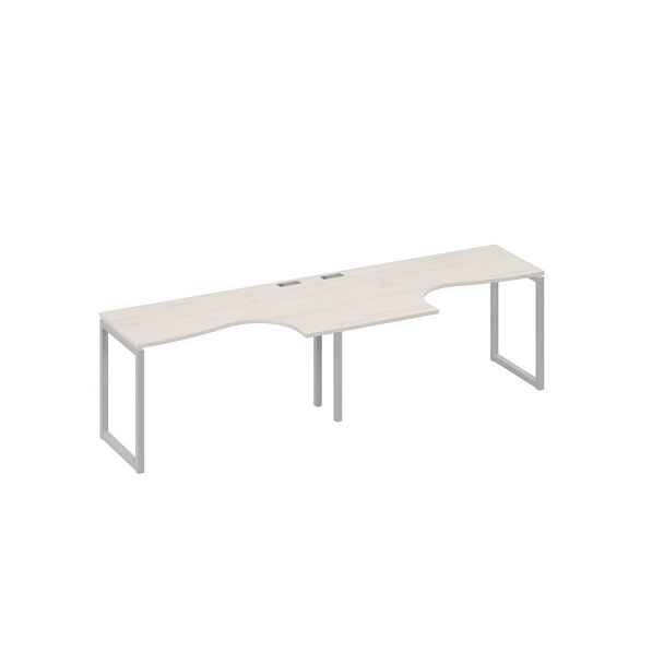 Станция столы 2х140 Классика эргономичные опоры QUATTRO A4 А4 Б4 033-2 БП дуб / металлокаркас серый - Вид 1