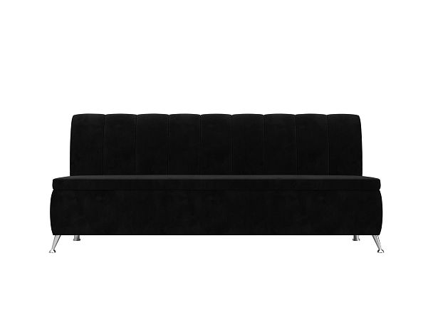 Кухонный прямой диван Кантри (полностью велюр черный) - Вид 2