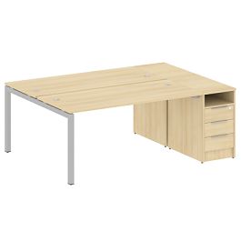 Metal System Quattro Р. ст. с тумбой на П-образном м/к 50БП.РС-СТП-2.4 Акация/Серый металл 2012*1475*750 - Фото предпросмотра