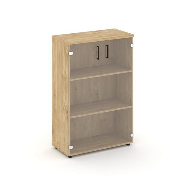 Стайл Проджект Шкаф средний широкий SN.STS-205 Тиквуд Светлый/Прозрачный/Черный Ручки 796*400*1203 - Вид 1