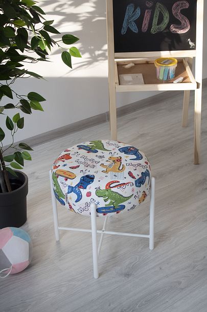 Банкетка Sheffilton KIDS SHT-B4 диномикс/белый муар - Вид 6