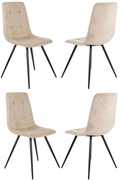 Стул для дома Бюрократ CH-K1_4 комплект 4шт бежевый Holland 06 металл черный на ножках (CH-K1_1/HL07_4) - Вид 1