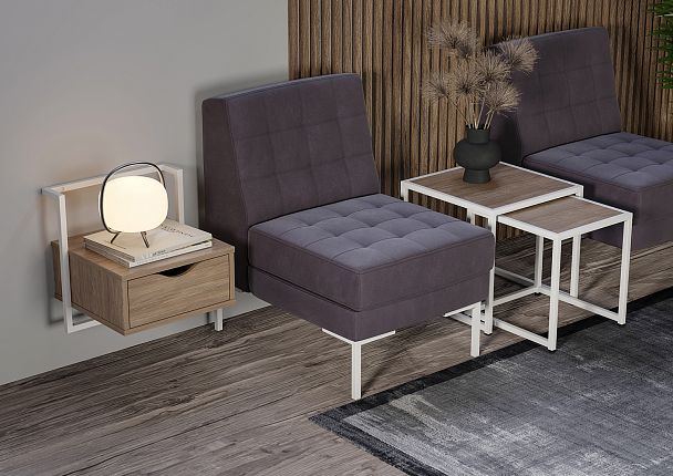 Тумба навесная "Loft" (крепление к стене) VR.L-SY1 Дуб Аризона/Белый - Вид 2