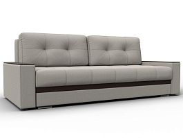 Диван прямой с декором Лига-096 НПБ Рогожка;Экокожа бежевый - Фото предпросмотра