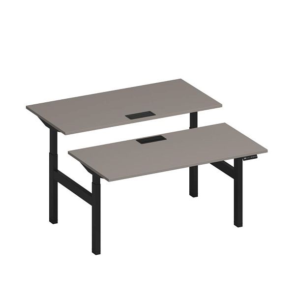 Рабочая станция на электроприводе с заглушками Elevo А2 ЧР 103 МП мокко премиум / черный гладкий - Вид 1