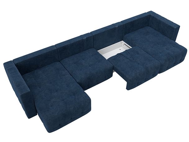 Диван П-образный Лига-052 НПБ Лонг Велюр синий - Вид 7