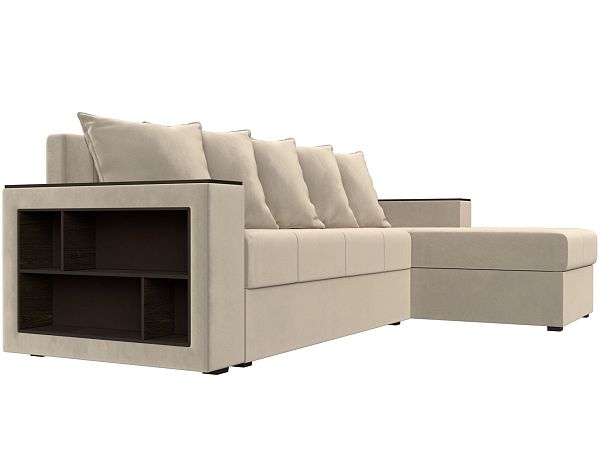 Диван угловой Дубай Лайт угол правый (полностью микровельвет бежевый) - Вид 3