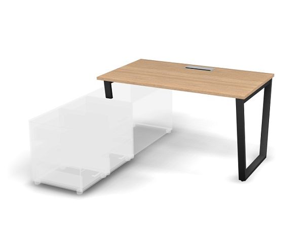 MATRIX 121B104-V Стол прямой, опора на тумбу, Merida (V-опоры) 1380х780х775 Швейц-й вяз/Темно-серый - Вид 1