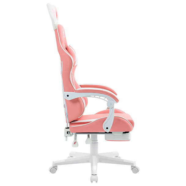 Кресло компьютерное DEFENDER "Irifi", 2 подушки, подставка для ног, экокожа, розовое/белое, 64042 - Вид 6